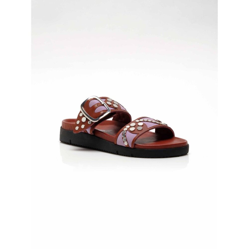 FREE PEOPLE Revelry Studded Sandals / Brick + Lavender - Picture 7 of 12